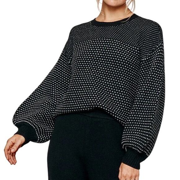 Summersalt Black Relaxed Fit Luxe Cashmere Blend Mix Stitch Sweater - Picture 1 of 10